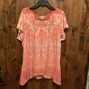 ONE WORLD Coral Lace Blouse